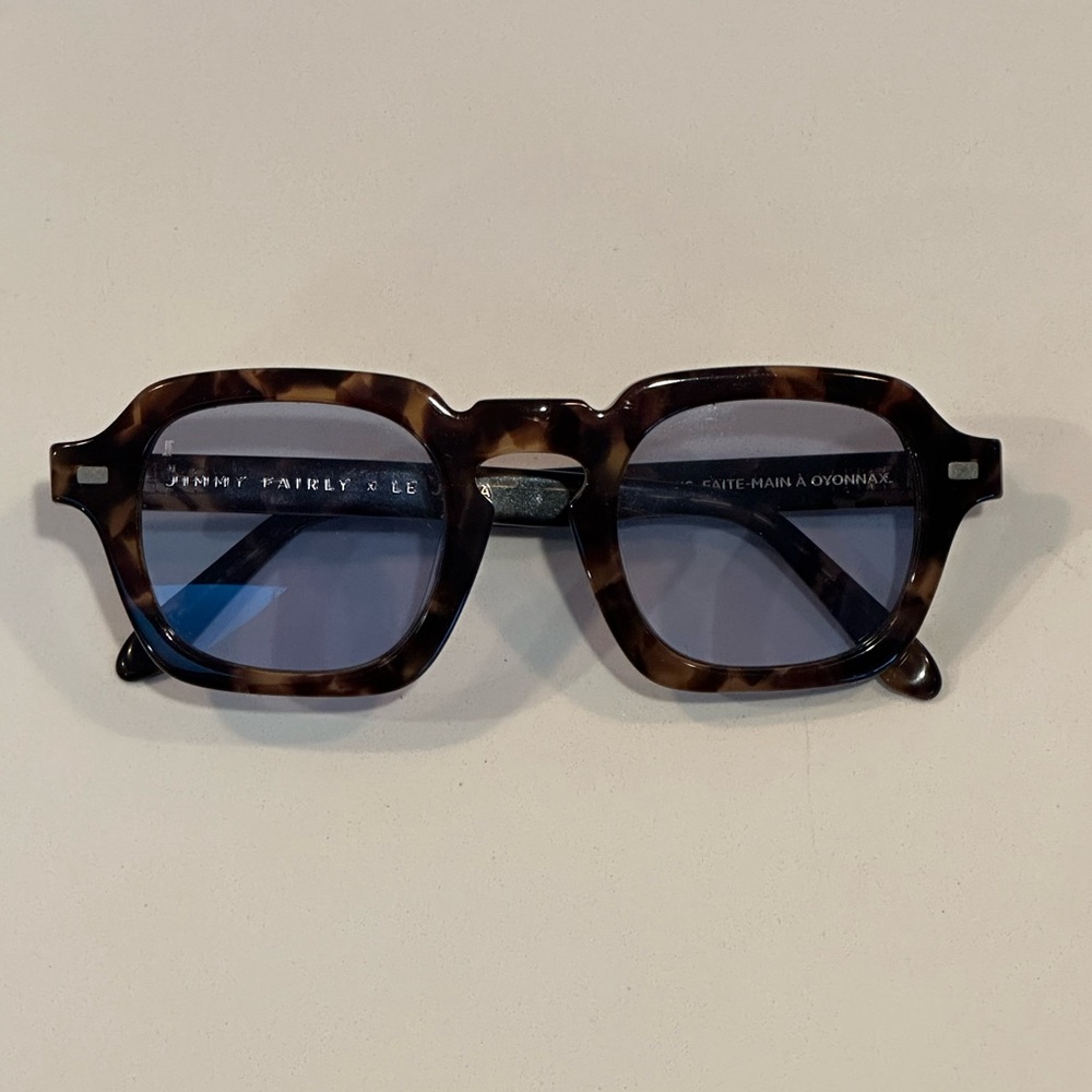 JIMMY FAIRLY X LE JURA Square Blue Lens Tortoise Sunglasses